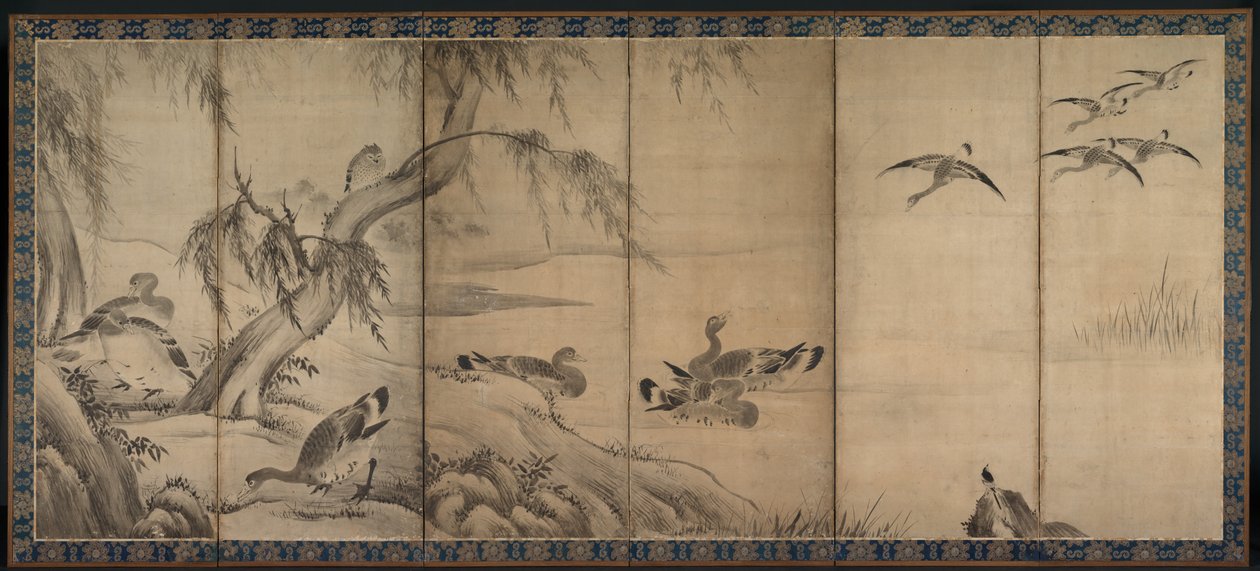 Wilde ganzen, late 1500s-vroege 1600s door Kano Sanraku