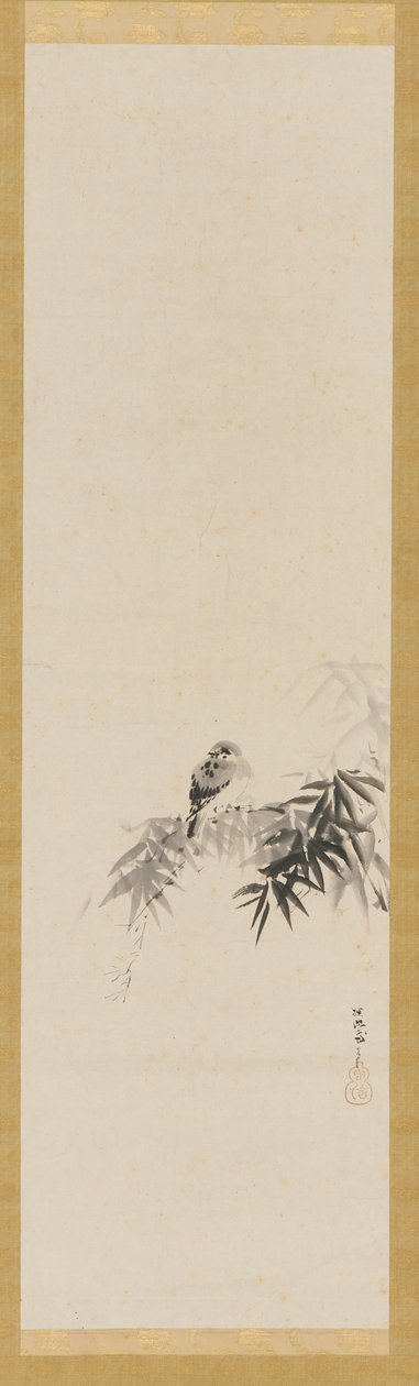 Vogel op een bamboetak door Kanō Tan’yū