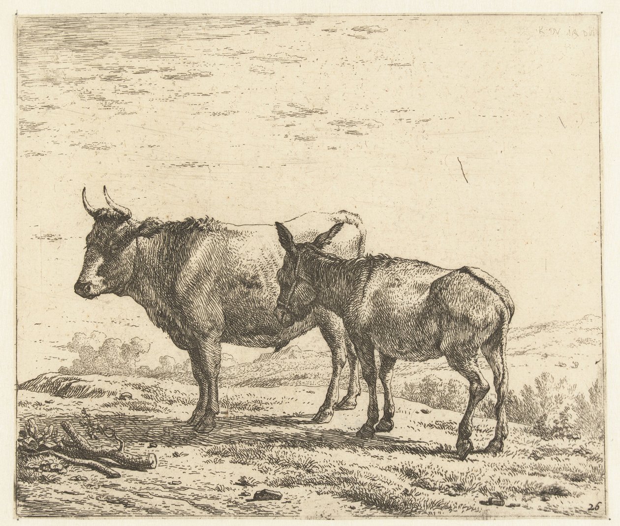 Os en een ezel door Karel Du Jardin