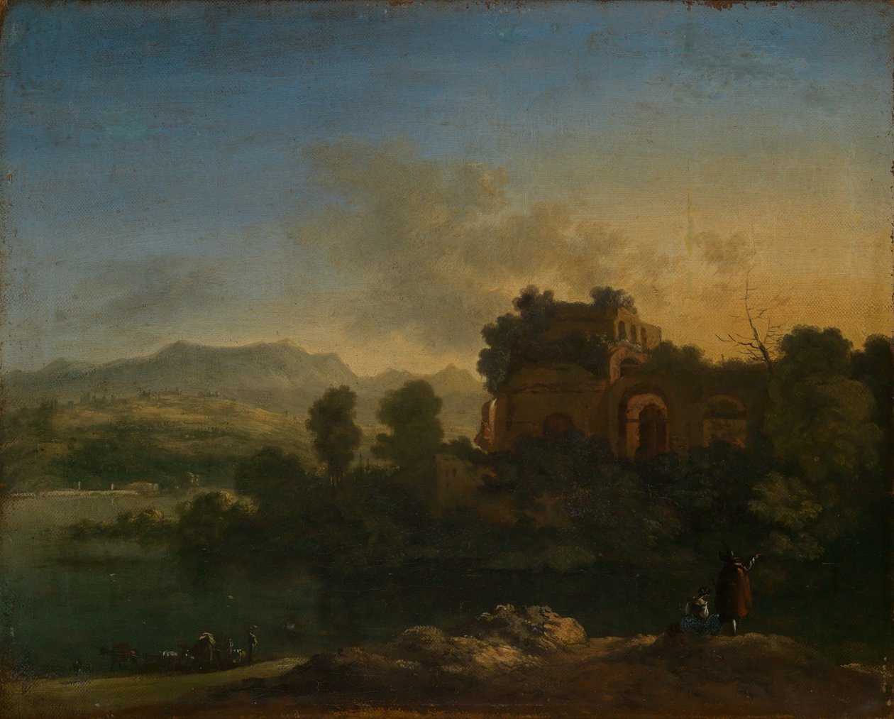 Zuidelijk landschap met ruïne door Karel Dujardin