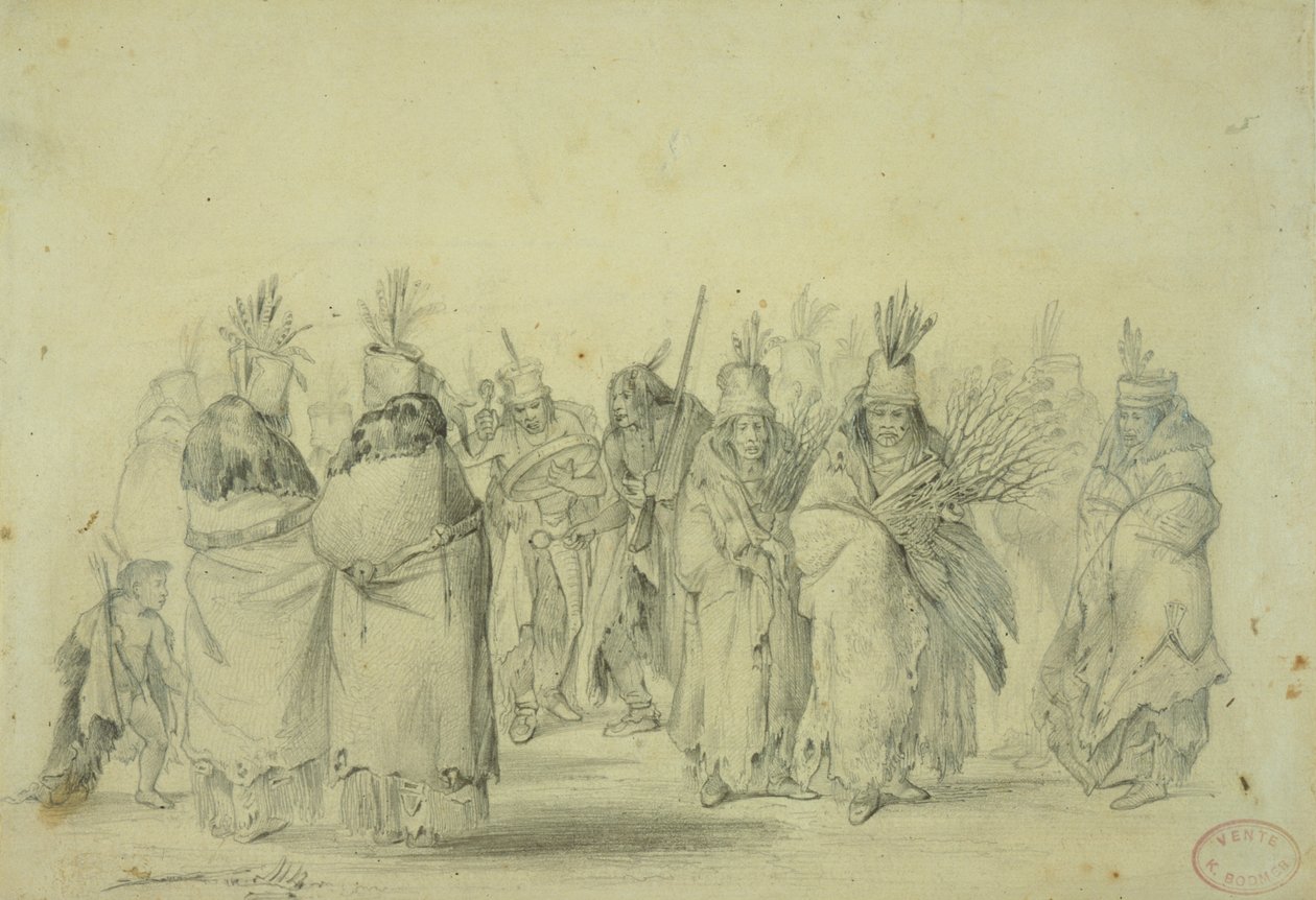 Dans van de Mandan-vrouwen, c.1833-43 door Karl Bodmer