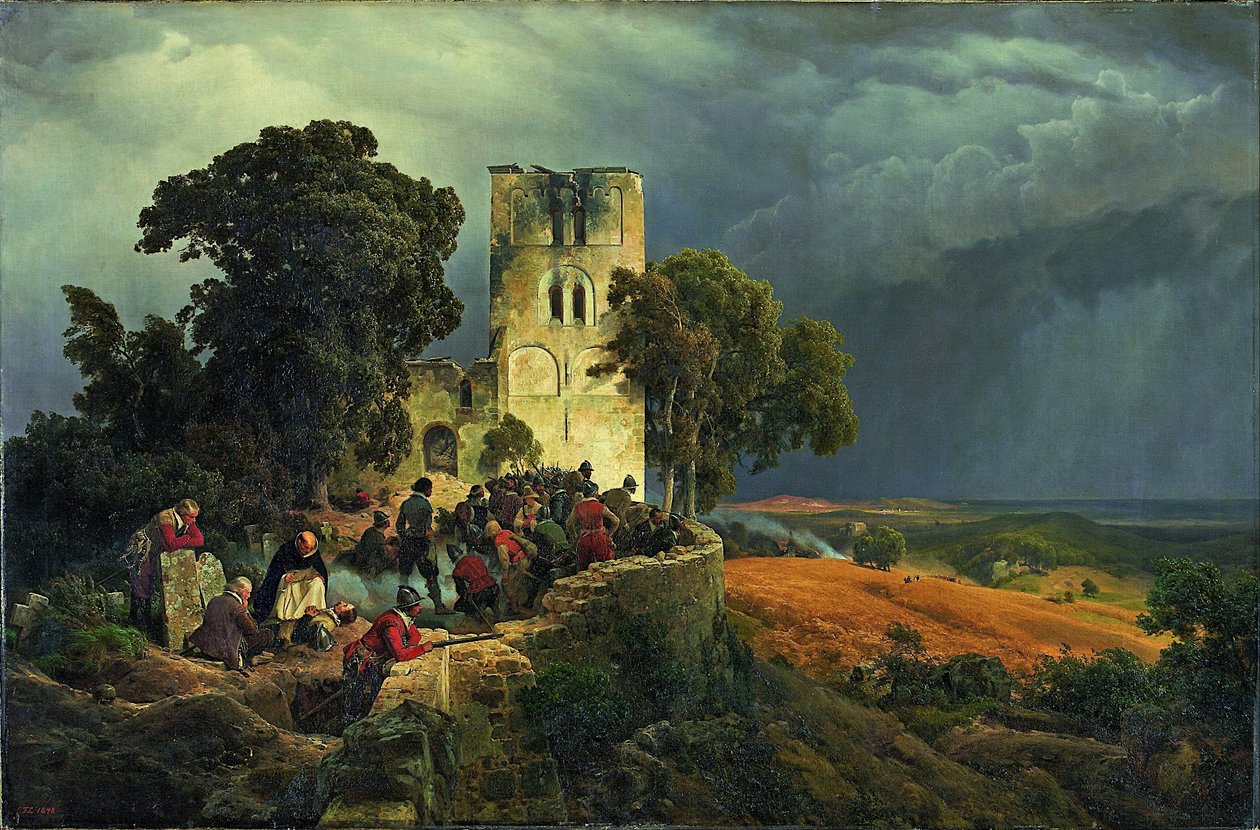 De Belegering en Verdediging van een Kerkhof tijdens de Dertigjarige Oorlog door Carl Friedrich Lessing