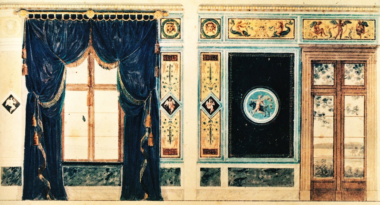 Schinkels ontwerp voor de zuidkamer van het Casino Klein-Glienicke, 1824 door Karl Friedrich Schinkel