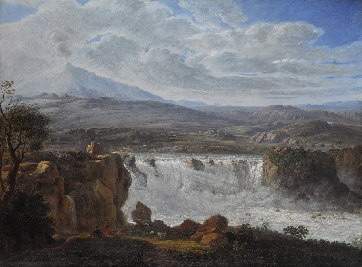 De Caracci-waterval bij Aderno aan de voet van de Etna door Karl Gothard Grass