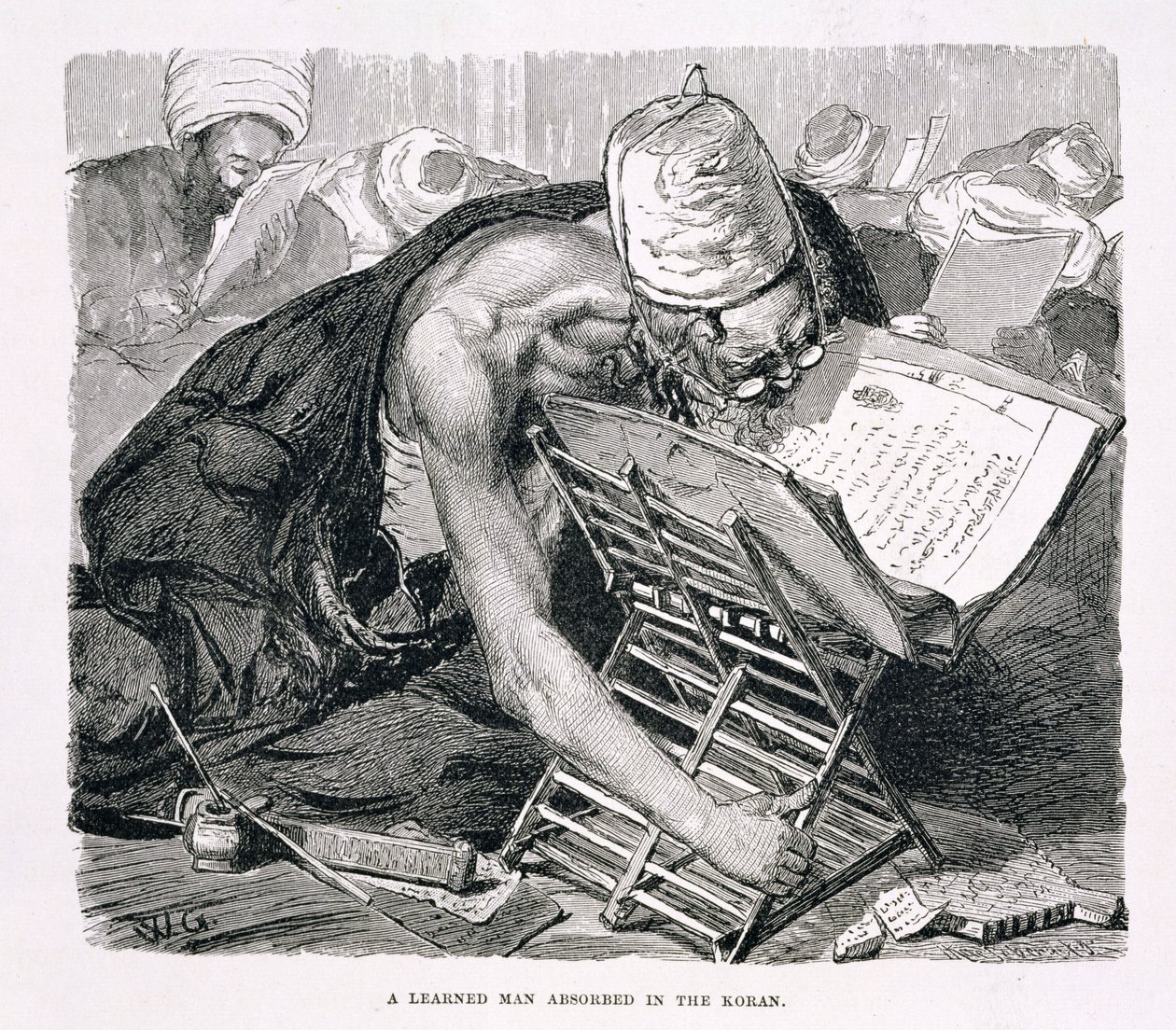 Een geleerde man verdiept in de Koran door Karl Wilhelm Gentz