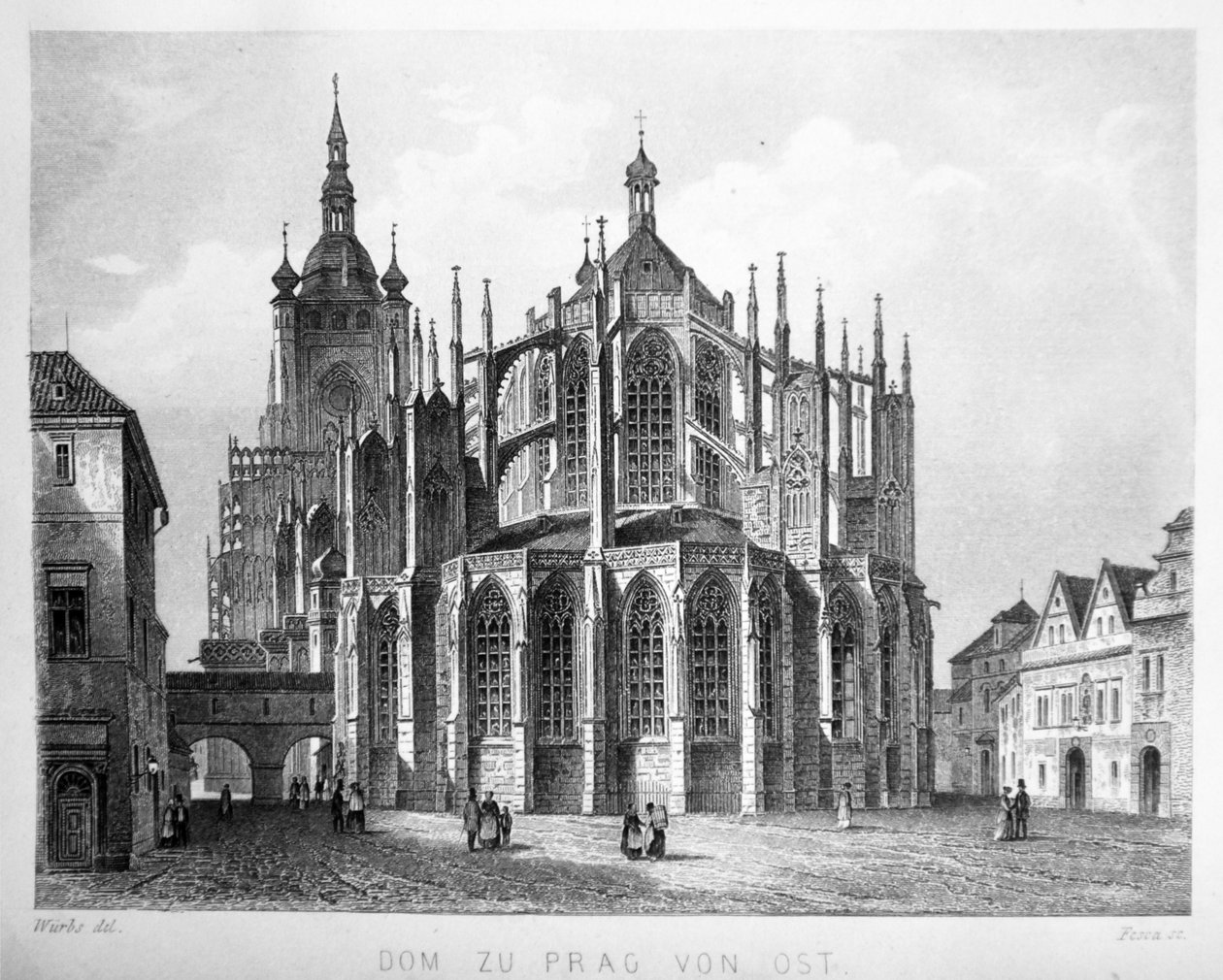 Illustratie uit het boek Der Dom zu Prag uit 1858, die de Sint-Vituskathedraal toont door Karl Wurbs