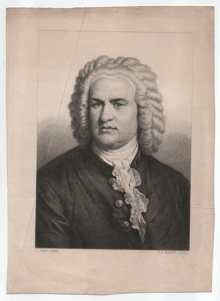 Johann Sebastian Bach (1685-1750) (ca. 1850, gravure) door Karl & Andorff Friedrich August (1819 1875) Jager