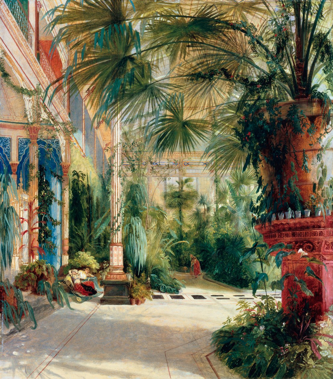 Interieur van de palmenkas door Carl Blechen