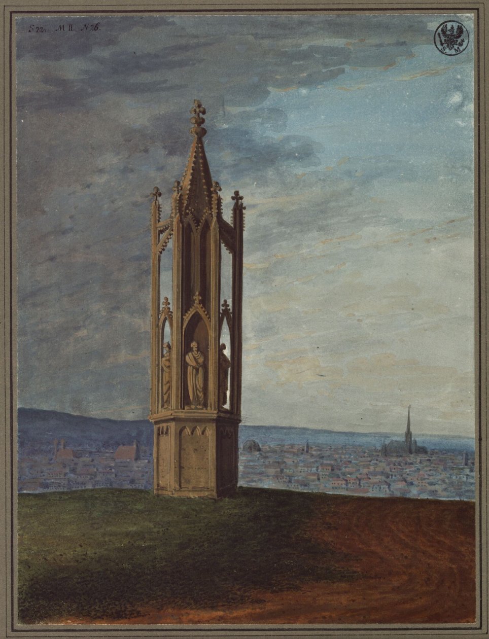 Oud-Duits monument in de buurt van Wenen, ook wel „De spinneres aan het kruis“ genoemd door Karl Friedrich Schinkel