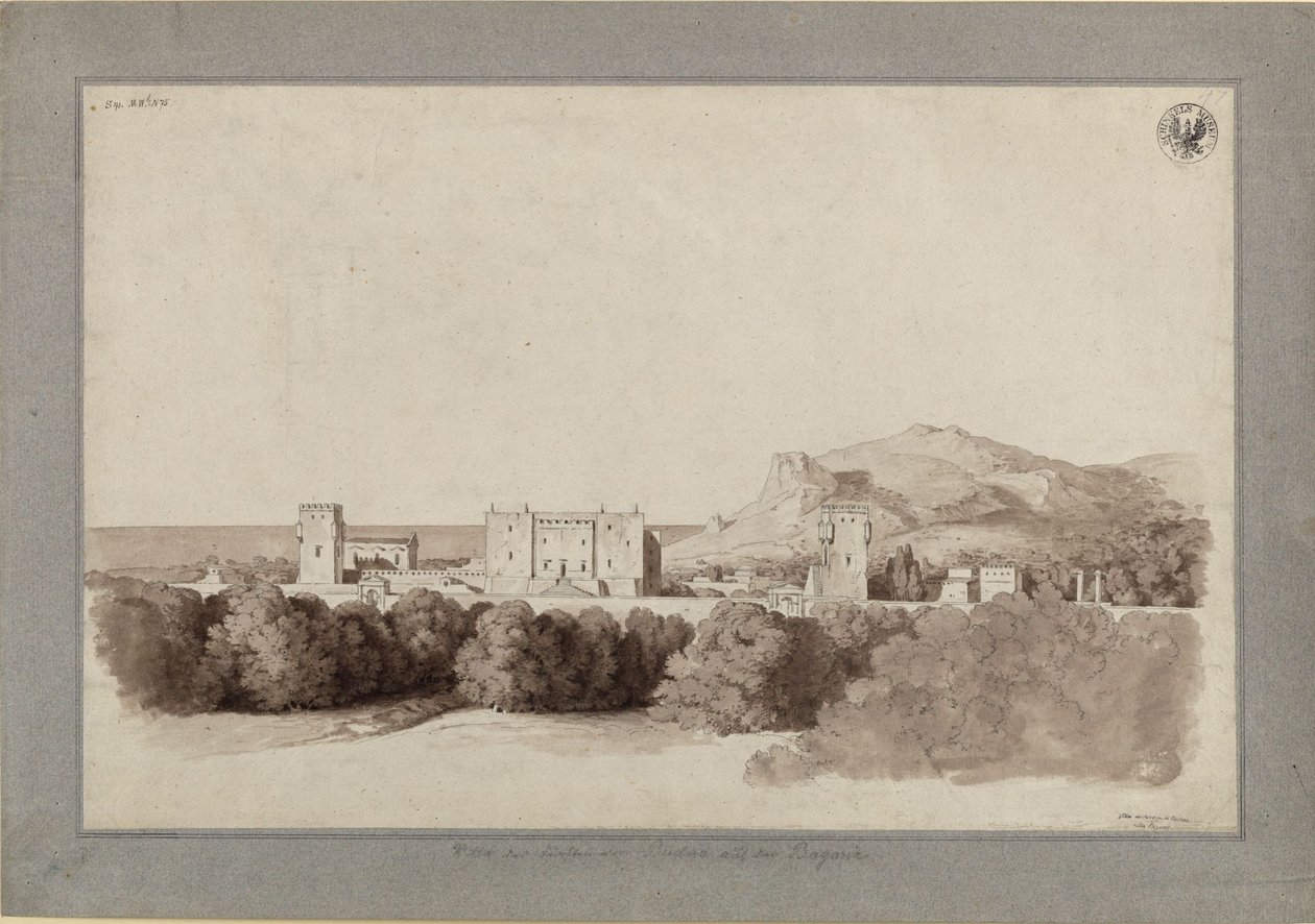 Oud Moors paleis van prins Butera in Bagheria bij Palermo / Villa van prins Butera in Bagheria door Karl Friedrich Schinkel
