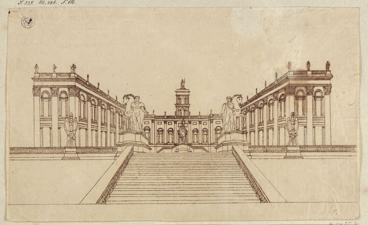 Uitzicht op het Capitoliumplein in Rome door Karl Friedrich Schinkel