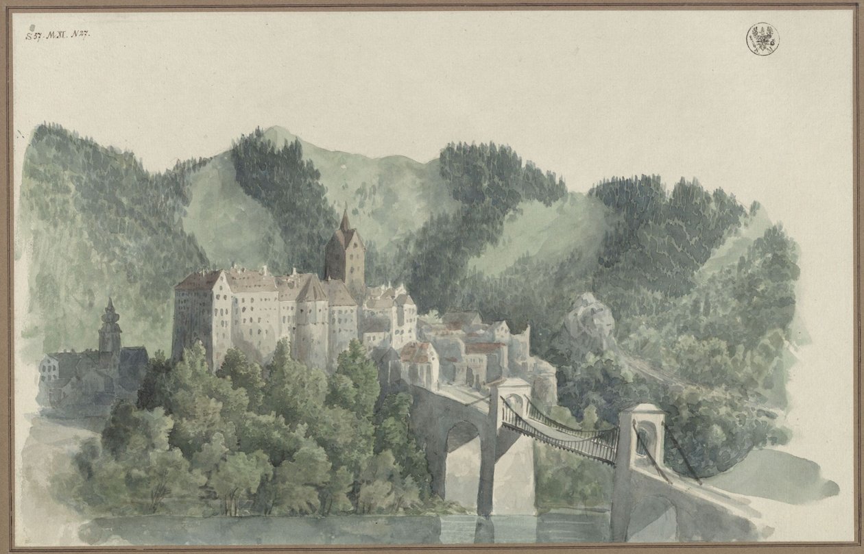 Uitzicht op Elbogen (Loket) bij Karlsbad in Tsjechië door Karl Friedrich Schinkel