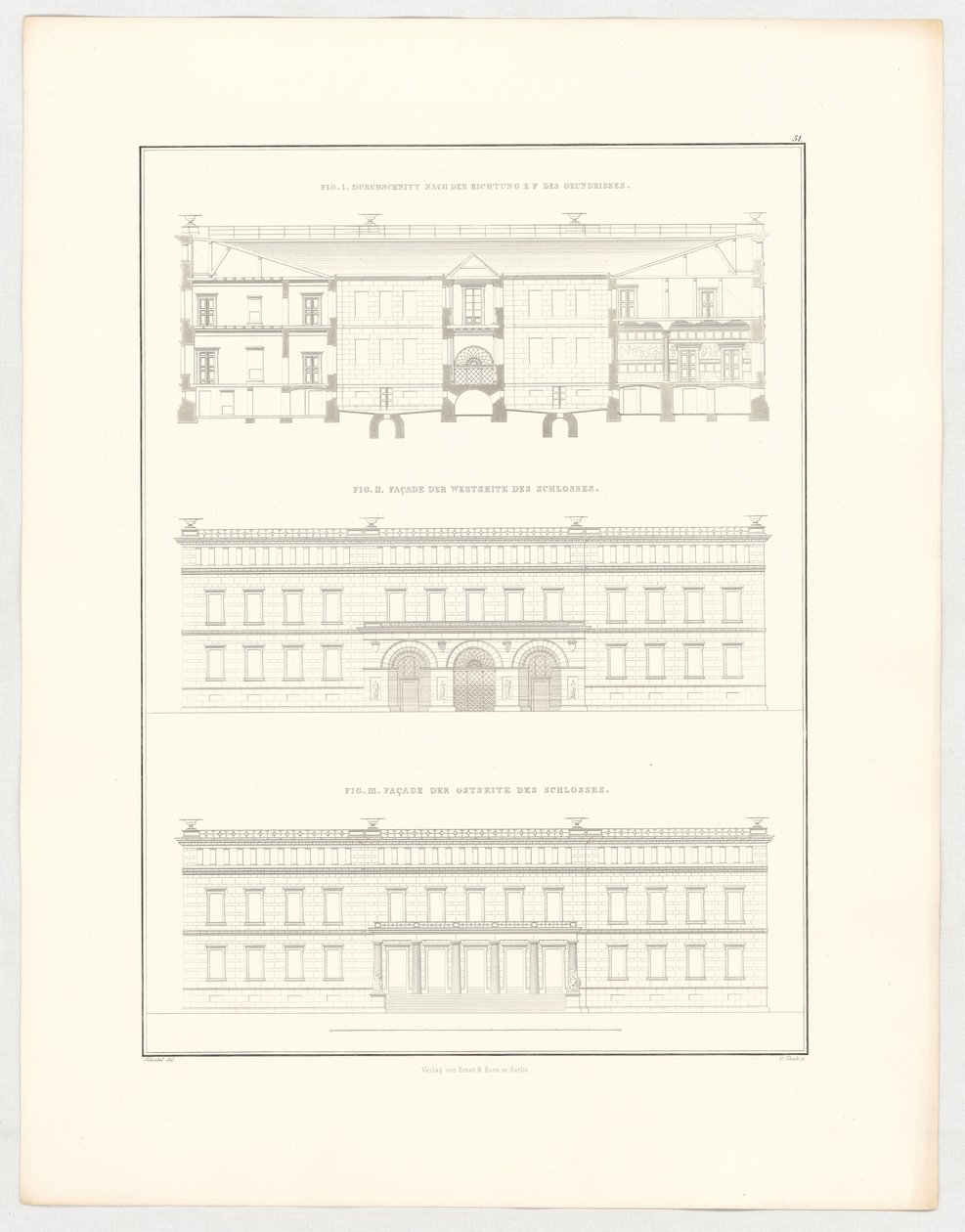 Afbeeldingen van het kasteel van Krzescowice, blad 51 uit de reeks „Verzameling architectonische ontwerpen” door Karl Friedrich Schinkel