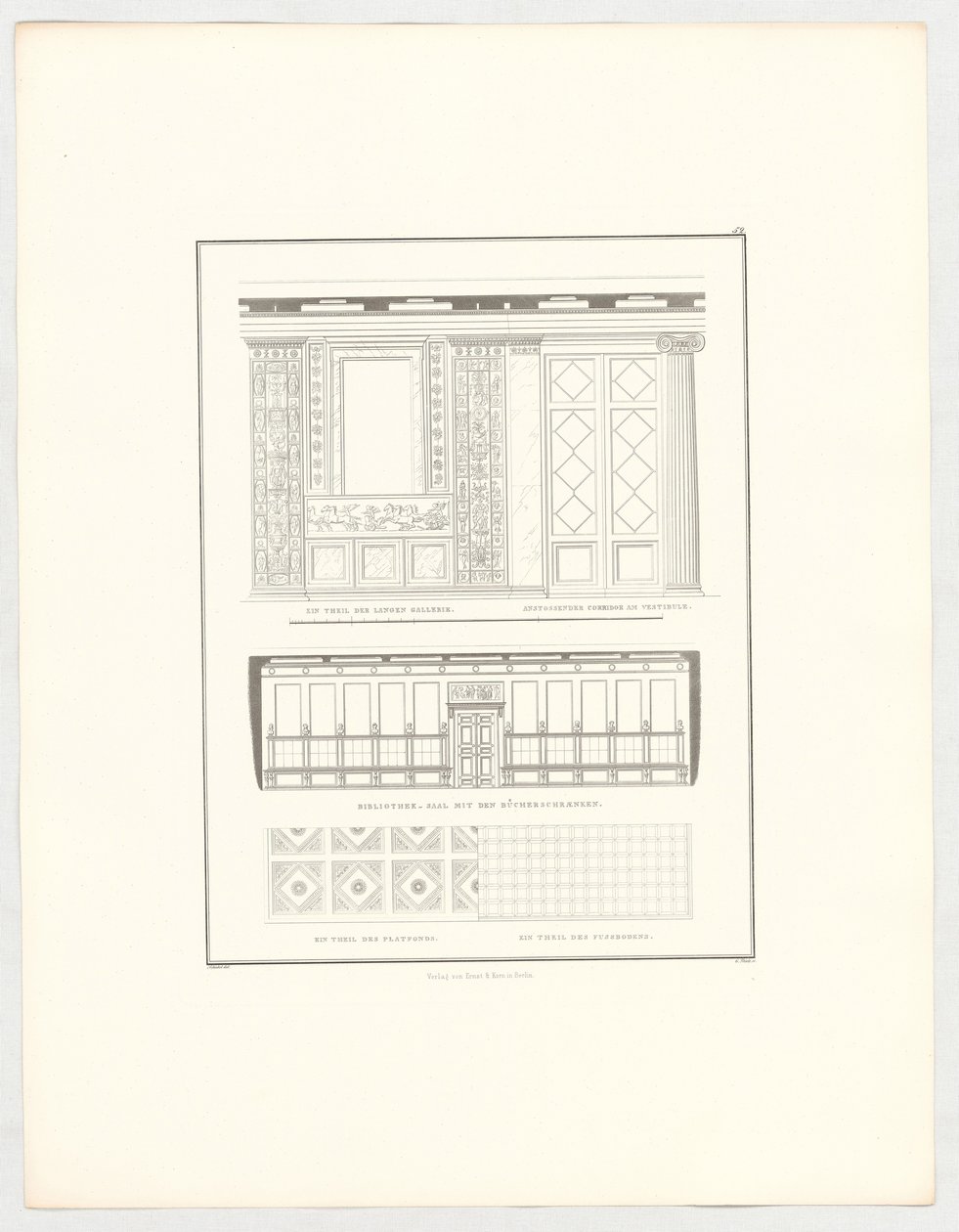 Afbeeldingen van het kasteel van Krzescowice, blad 52 uit de reeks „Verzameling architectonische ontwerpen“ door Karl Friedrich Schinkel