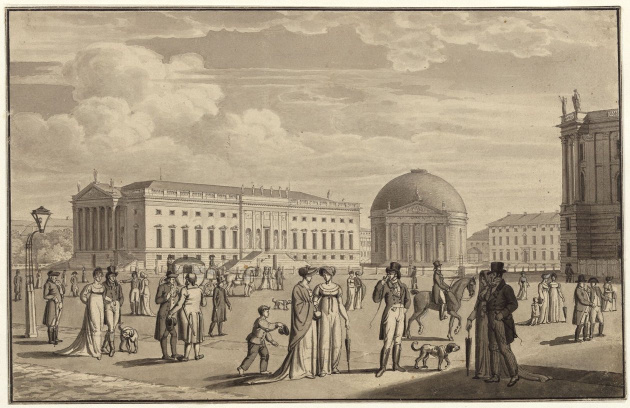 Berlijn, Unter den Linden. Uitzicht op het operagebouw en de Hedwigskerk door Karl Friedrich Schinkel