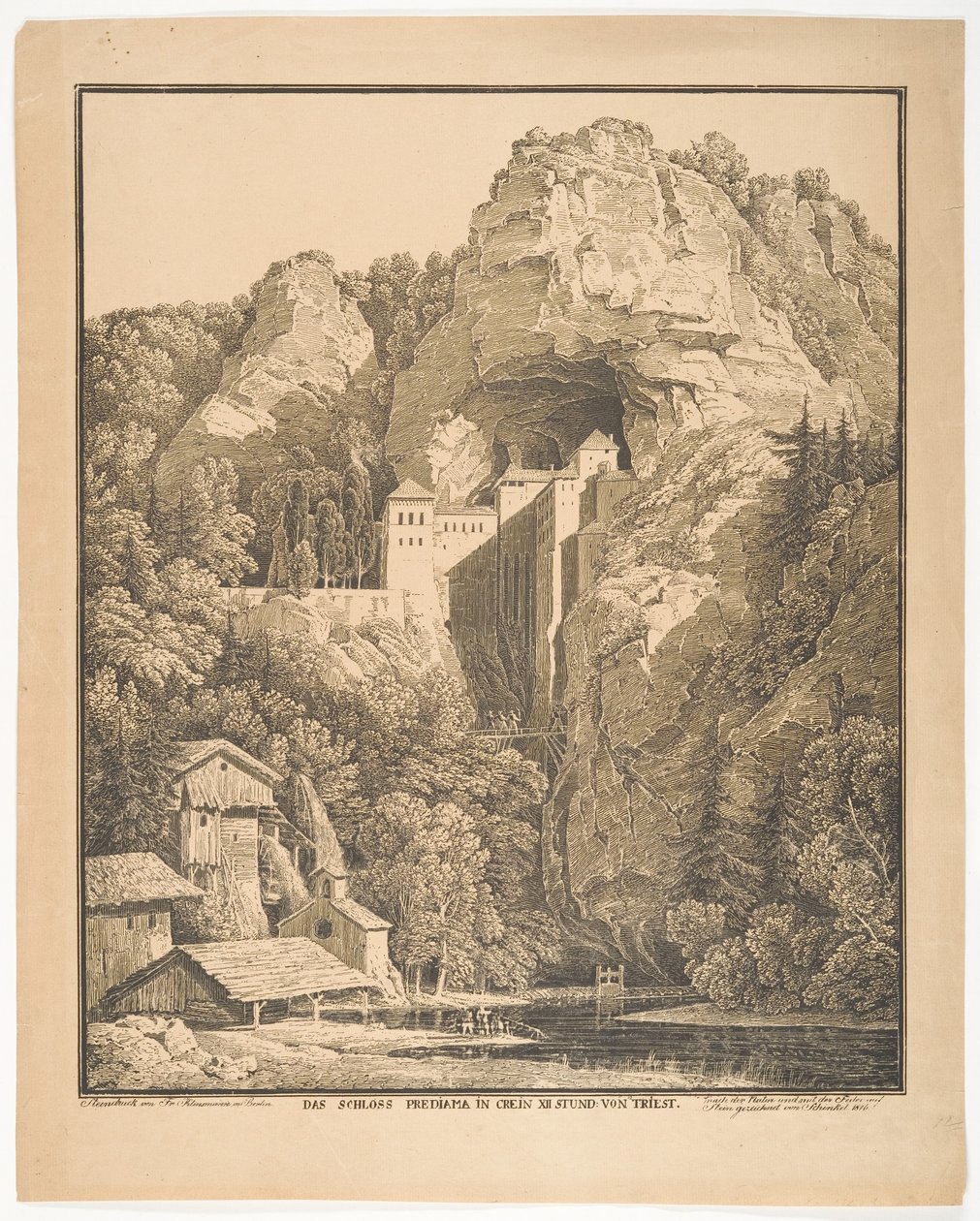 Het kasteel van Prediama in Crein, op 12 uur rijden van Triëst door Karl Friedrich Schinkel