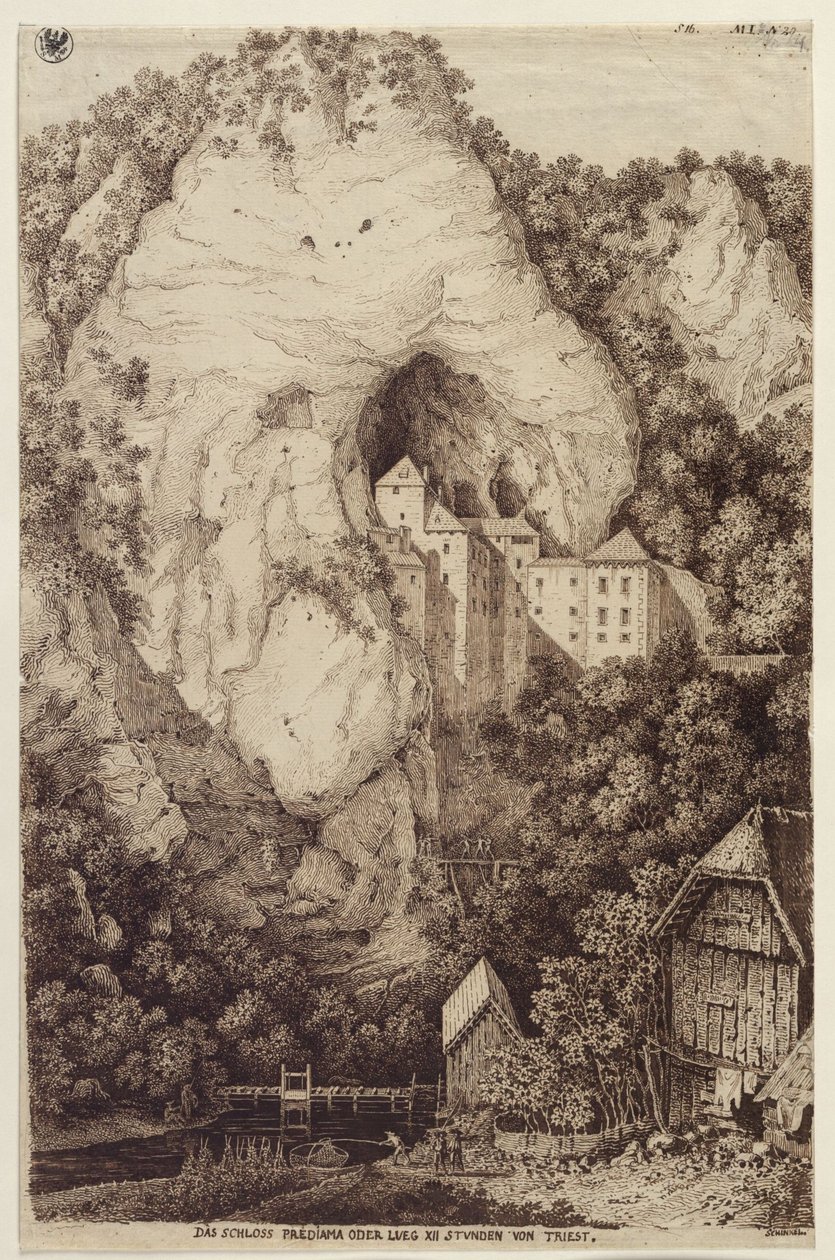 Het kasteel Predjama of Lueg, XII uur van Triëst door Karl Friedrich Schinkel