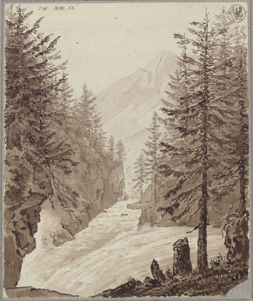 De Klamm-pas met de Gasteiner Ache bij Lend in de regio Salzburg door Karl Friedrich Schinkel