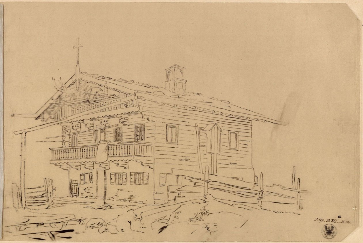Ontwerp voor een Zwitsers huis door Karl Friedrich Schinkel
