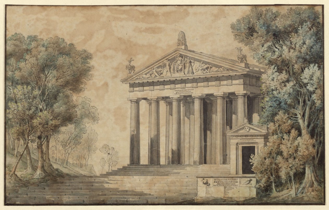 Iphigenia op Tauris. Toneelstuk van Johann Wolfgang von Goethe. Ontwerp voor een decor. Tempel van Diana door Karl Friedrich Schinkel