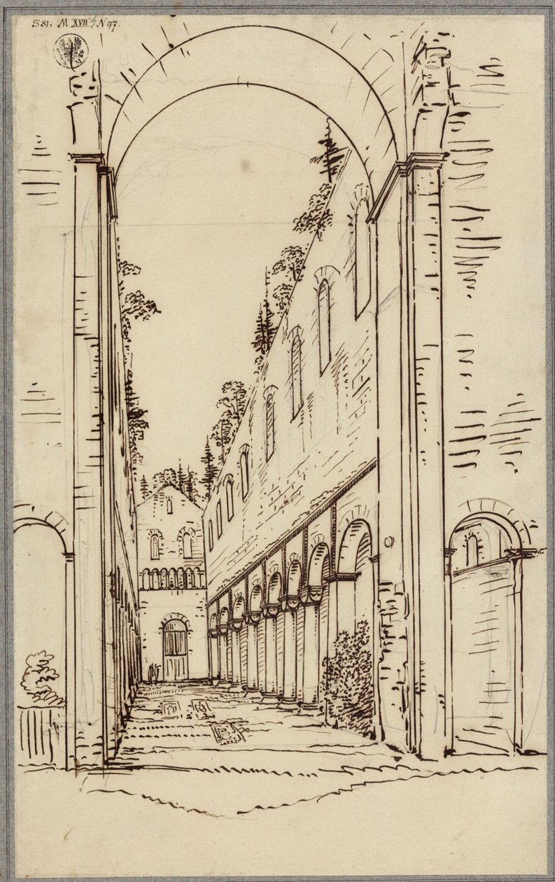 Ruïne van de abdij Paulinzella. Binnenaanzicht vanuit het oosten door Karl Friedrich Schinkel