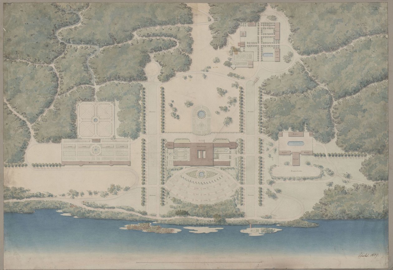 Litouwen. Paleis Wittgenstein. Algemeen aanzicht door Karl Friedrich Schinkel
