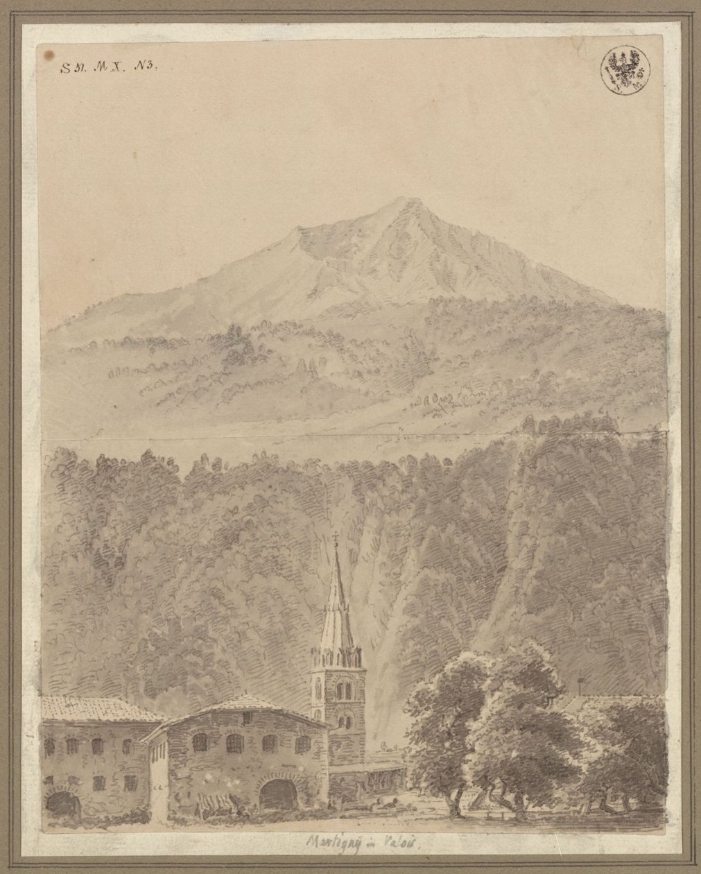 Martigny in het Zwitserse kanton Wallis door Karl Friedrich Schinkel
