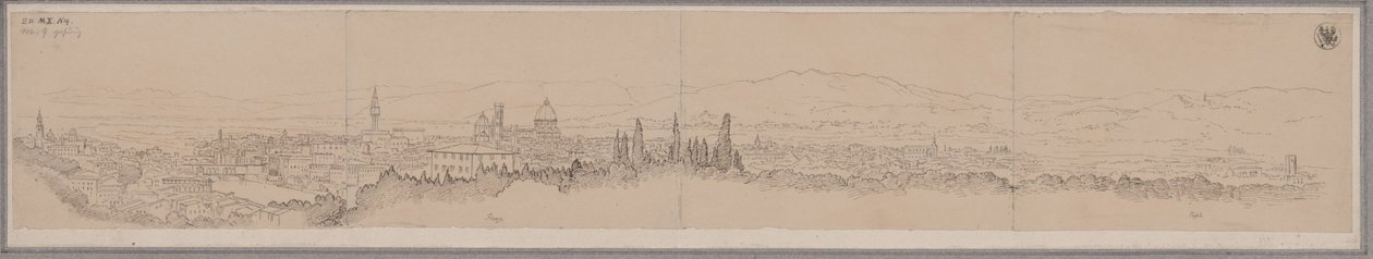 Panoramisch uitzicht op Florence en Fiesole door Karl Friedrich Schinkel