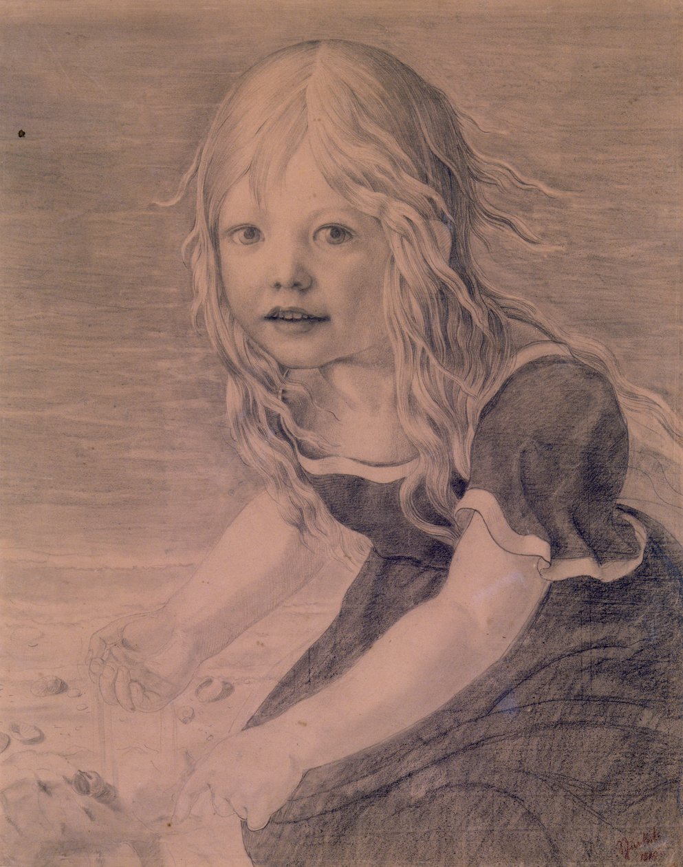 Portret van de dochter van de kunstenaar, Marie, aan de kust door Karl Friedrich Schinkel