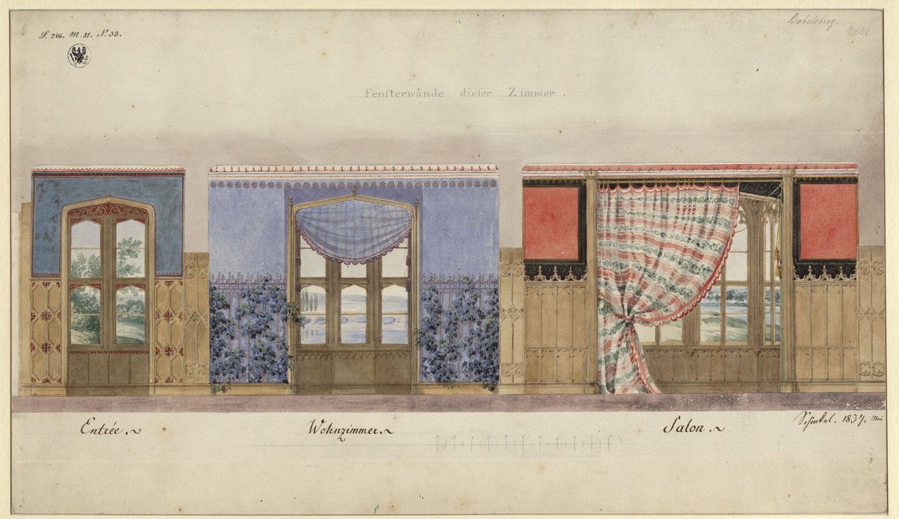 Potsdam. Kasteel Babelsberg. Wanddecoraties door Karl Friedrich Schinkel