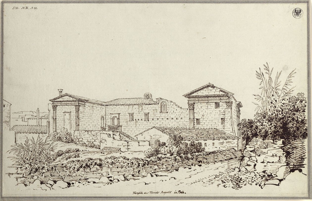 "Achterzijde van de tempel van Augustus in Pola" door Karl Friedrich Schinkel
