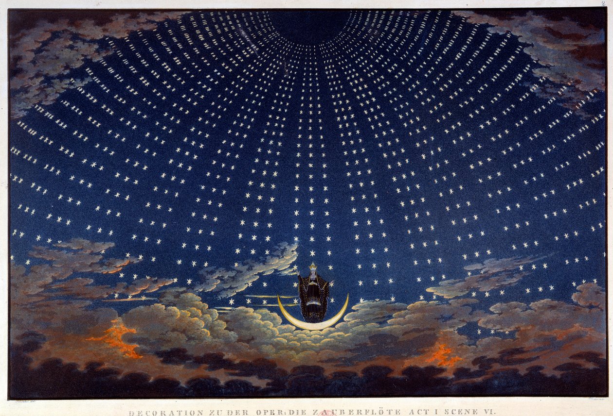 Scenografie voor De betoverde fluit, opera van Wolfgang Amadeus Mozart door Karl Friedrich Schinkel