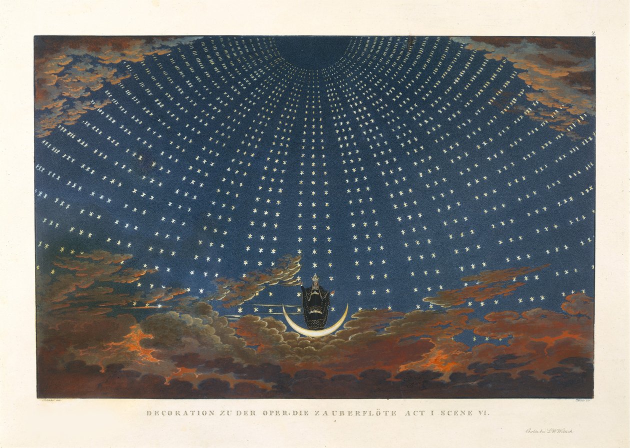Toneelontwerp voor de opera Die Zauberflöte van Wolfgang Amadeus Mozart, 1847-1849 door Karl Friedrich Schinkel