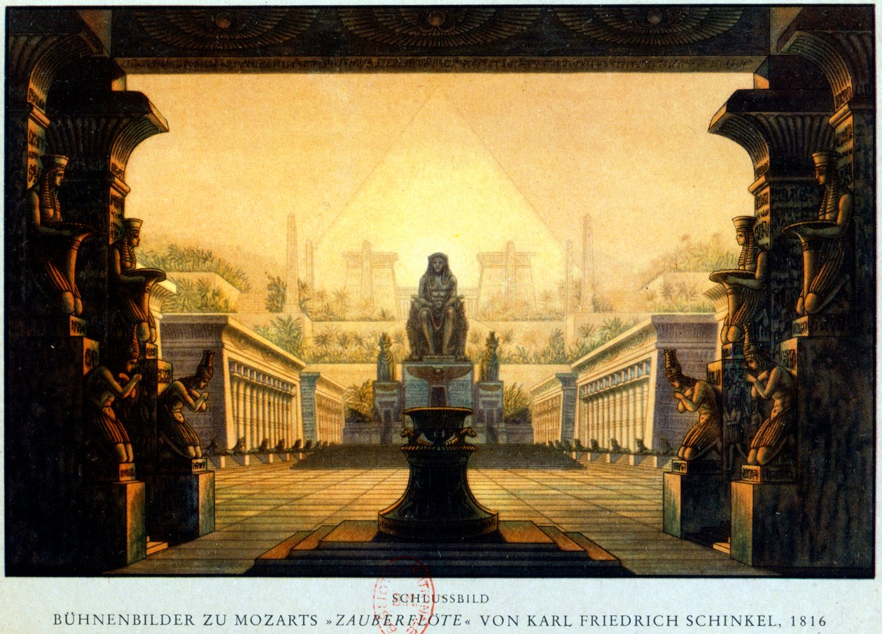 De binnenplaats van de tempel van Isis en Osiris waar Sarastro Hogepriester was, ca. 1816 door Karl Friedrich Schinkel