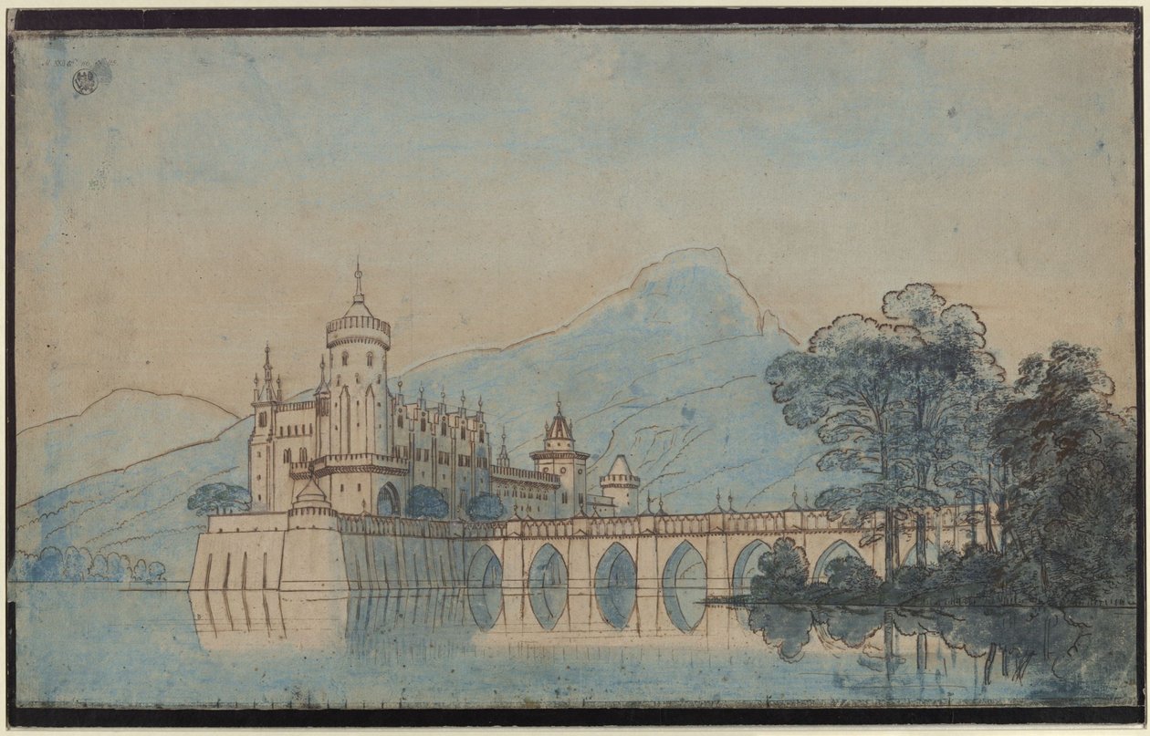 Undine. Opera van E. T. A. Hoffmann. Ontwerp van het 9e decor. Kasteel Ringstetten door Karl Friedrich Schinkel