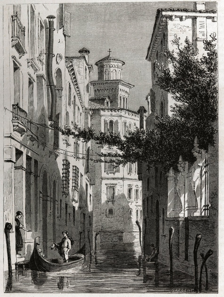 Het paleis van Bianca Cappello in Venetië. Gravure in Le tour du monde, bewerkt door Edouard Charton. door Karl Girardet