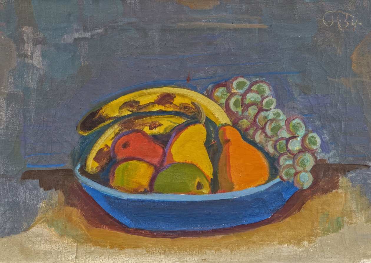 Blauwe schaal met fruit door Karl Hofer