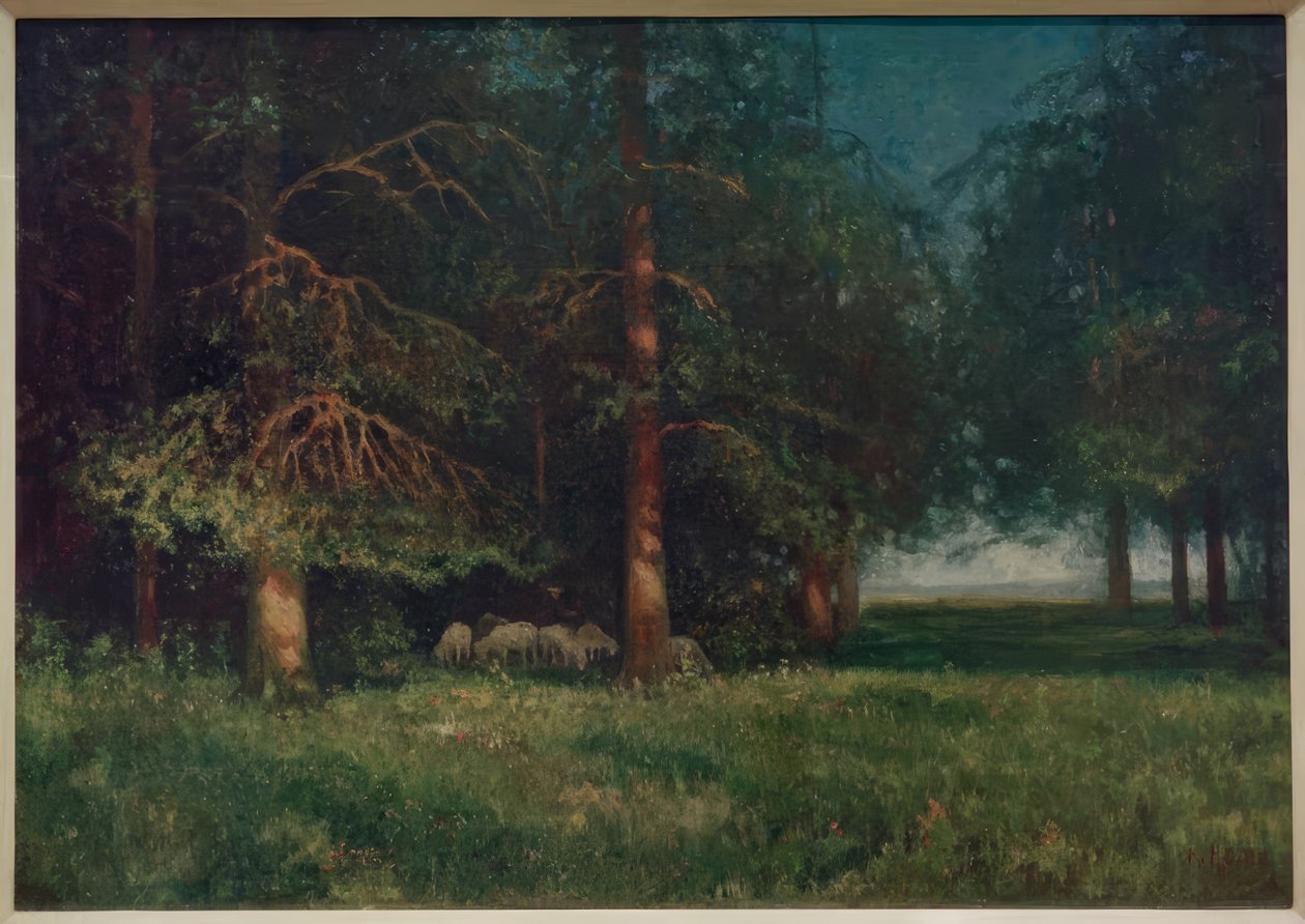 Boslandschap met herder door Karl Hofer