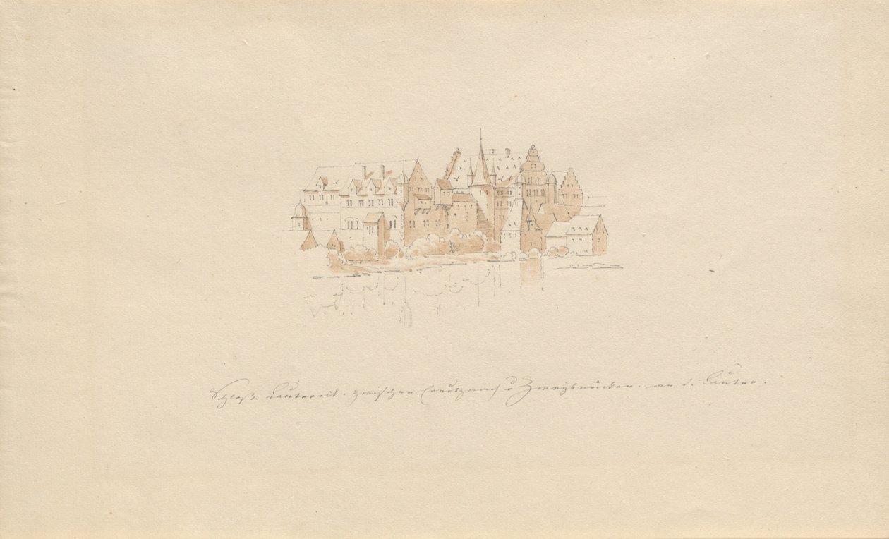 Schloss Lauter tussen Creutznach en Zweibrücken aan de Lauter door Karl Julius Von Leypold