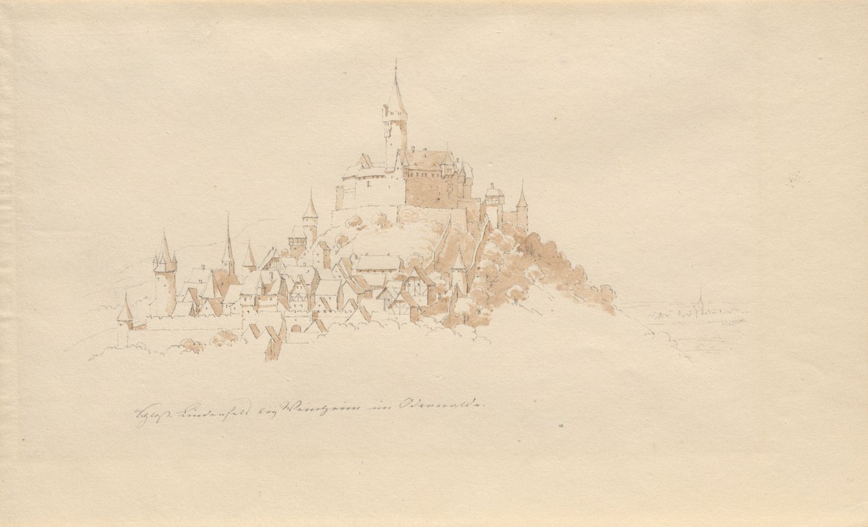 Kasteel Lindenfels bij Weinheim in de Odenwald door Karl Julius Von Leypold