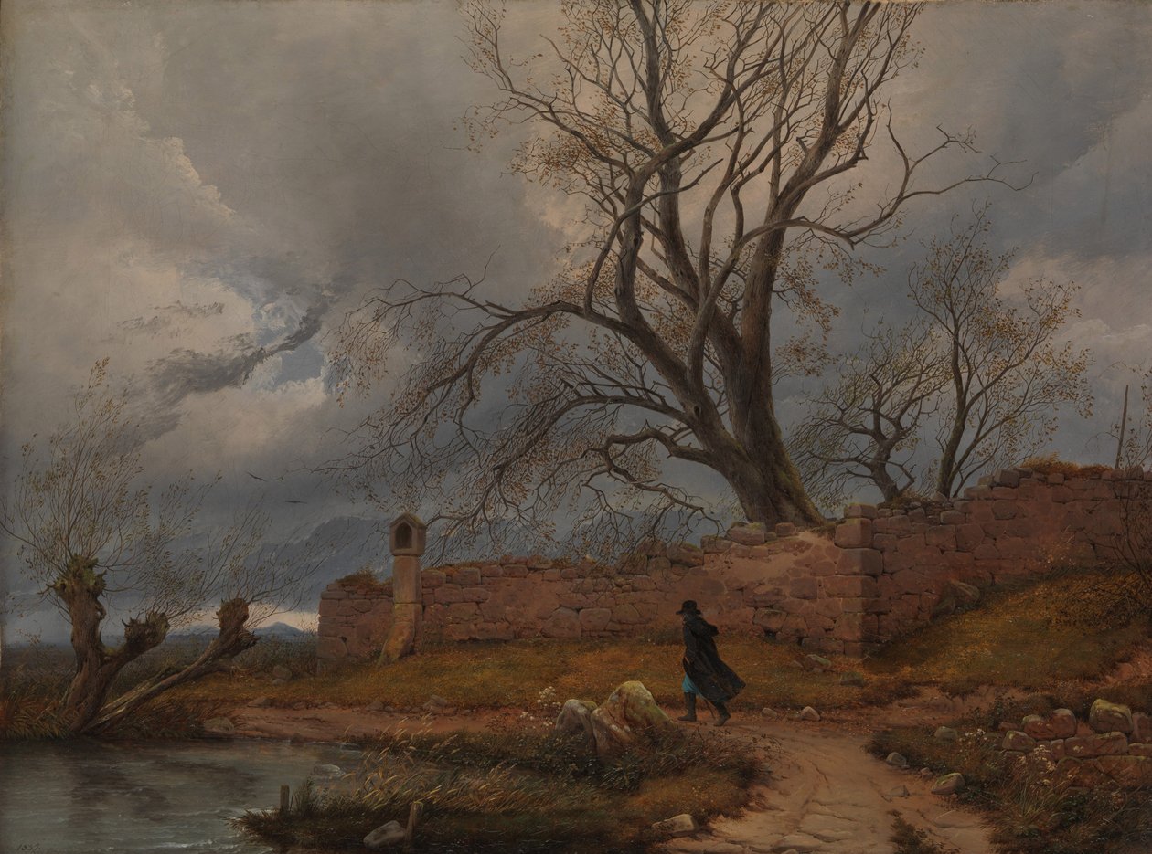 Wandelaar in de storm door Karl Julius Von Leypold