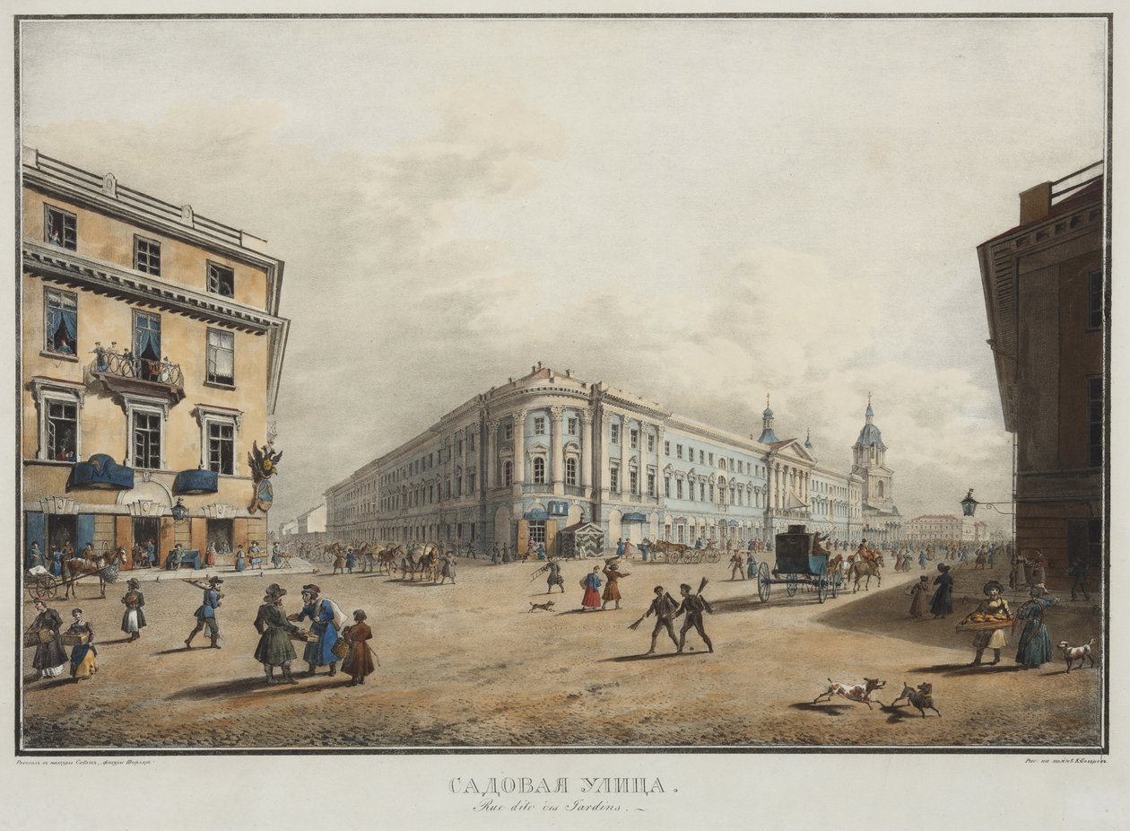 Uitzicht op de Sadovaya-straat in Sint-Petersburg door Karl Pavlovich Beggrov