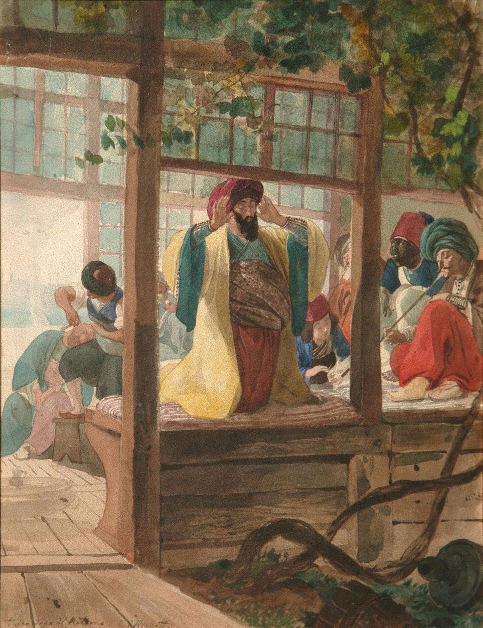 Een Kapperszaak, ca. 1849 door Karl Pavlovich Bryullov