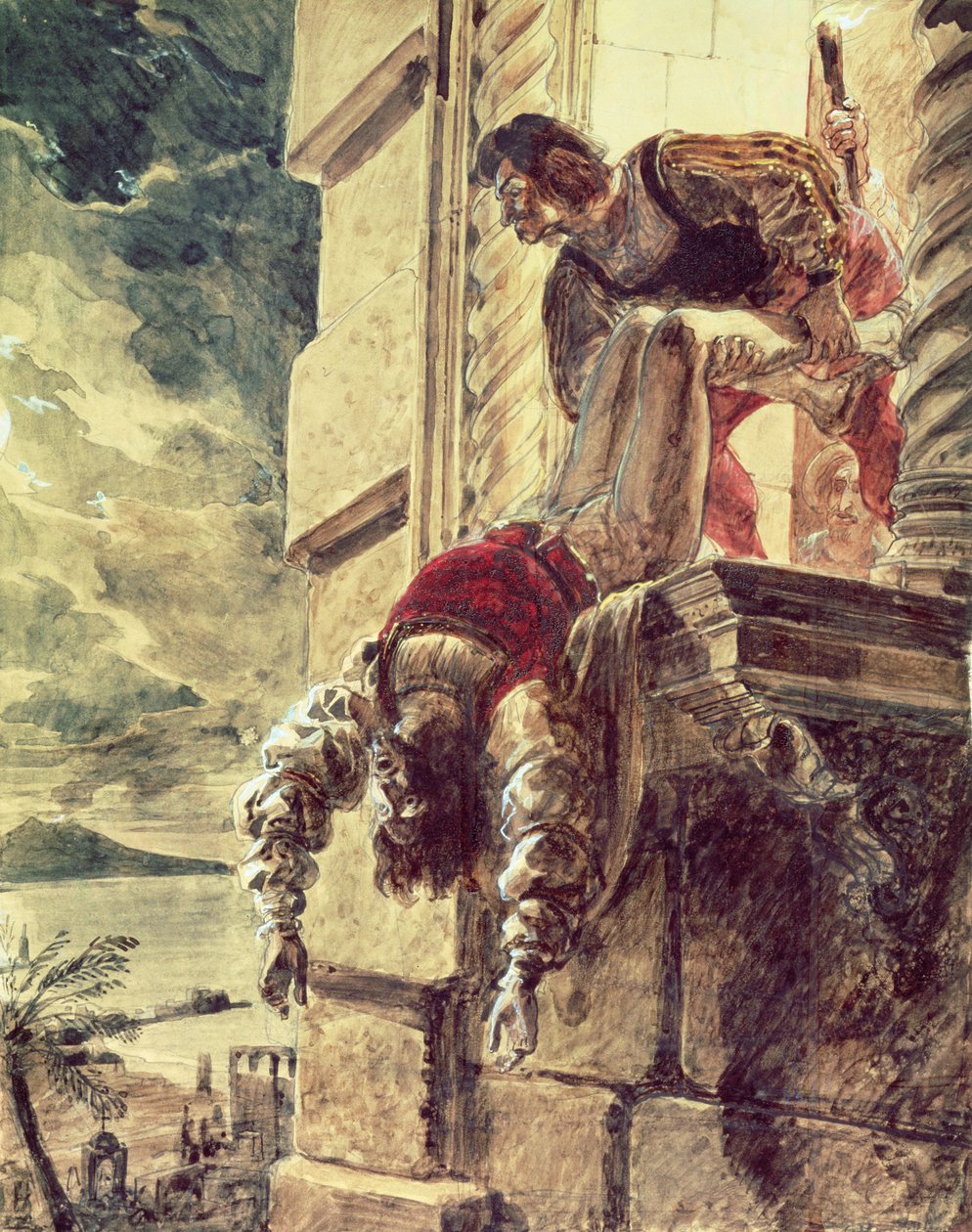 De moord op prins Andrew van Hongarije in opdracht van koningin Joan I van Napels door Karl Pavlovich Bryullov