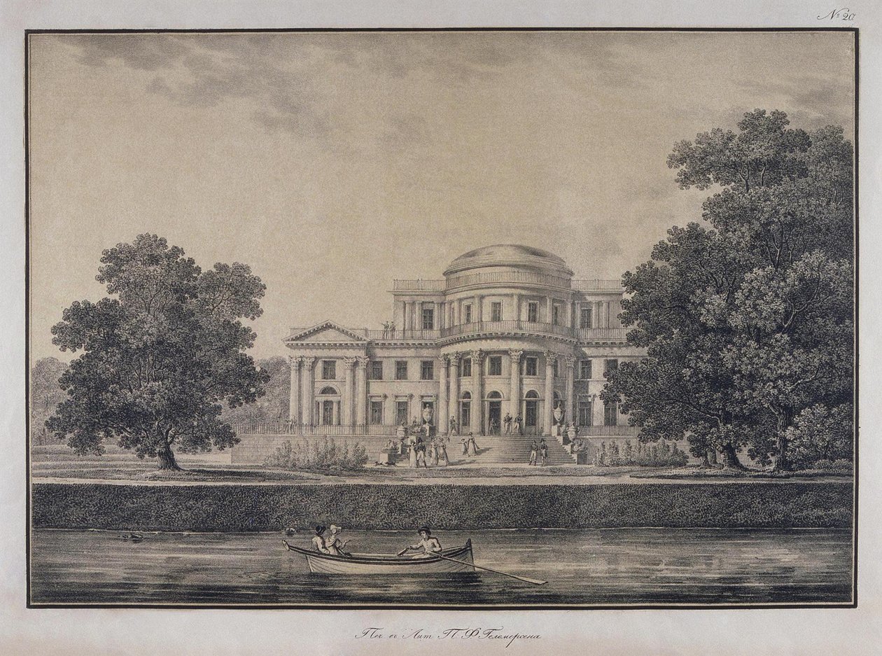 Het Jelaginpaleis in Sint-Petersburg, 1823 door Karl Petrovich Beggrov