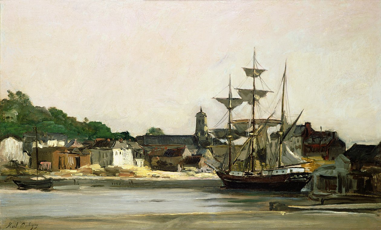 De haven van Honfleur door Karl Pierre Daubigny