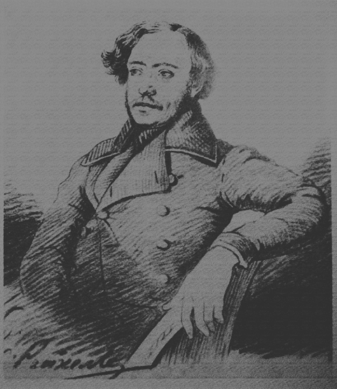 Nikolay Platonovich Ogarev, 1813-1877, ca. 1840 door Karl Reichel