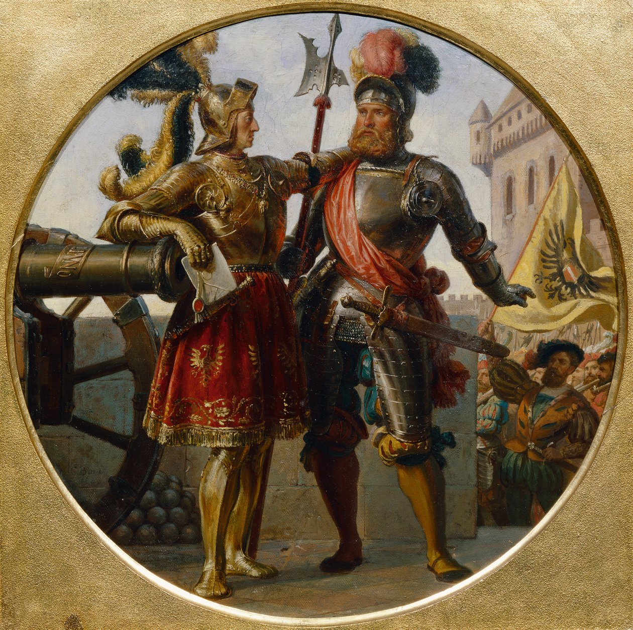 Keizer Maximiliaan I en Georg von Frundsberg door Karl von Blaas