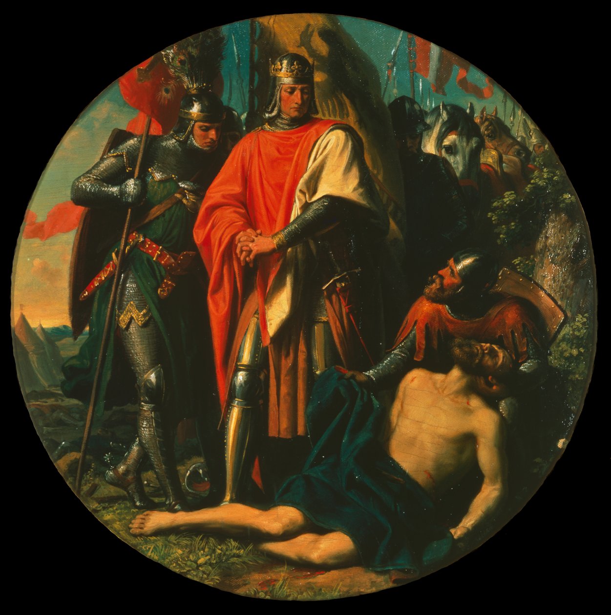 Rudolph I op het slagveld na de overwinning op Ottokar, 1278, ca. 1868 door Karl von Blaas