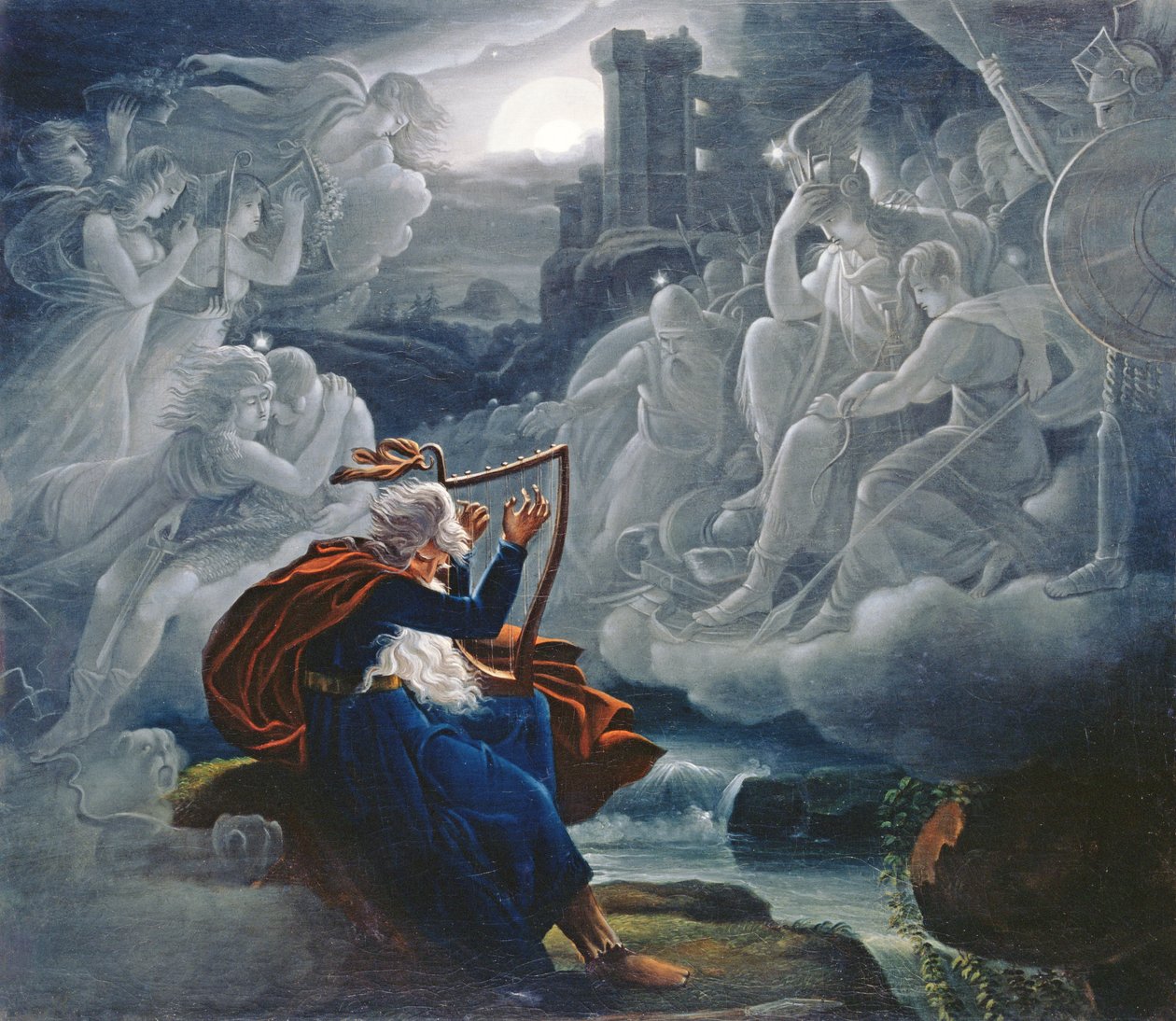 Ossian roept de geesten op aan de oevers van de rivier Lorca door Karoly Kisfaludy